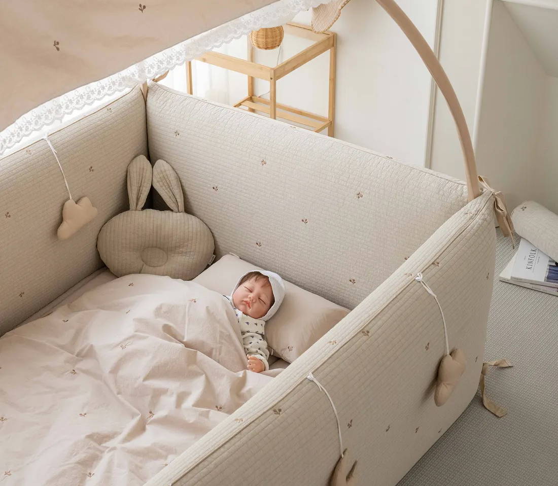 Embrace Comfort and Safety with LOLBaby Cotton Embroidery Bumper Bed