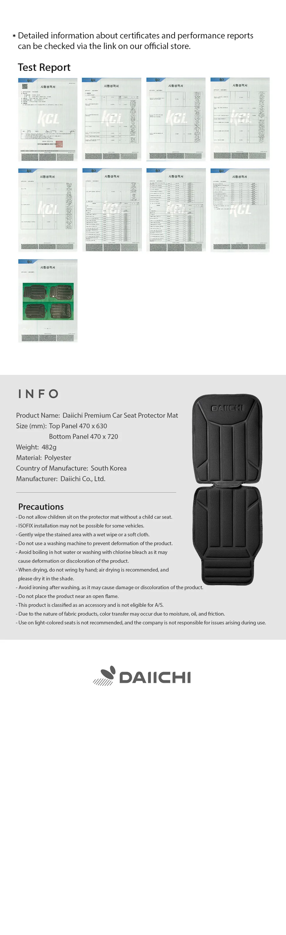 Daiichi Premium Car Seat Protector Mat Test Report