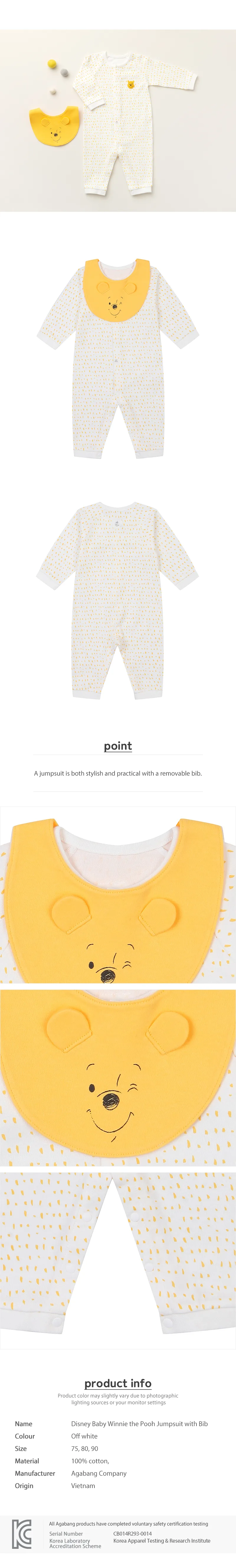 Disney Baby Winnie the pooh jumpsuit with bib