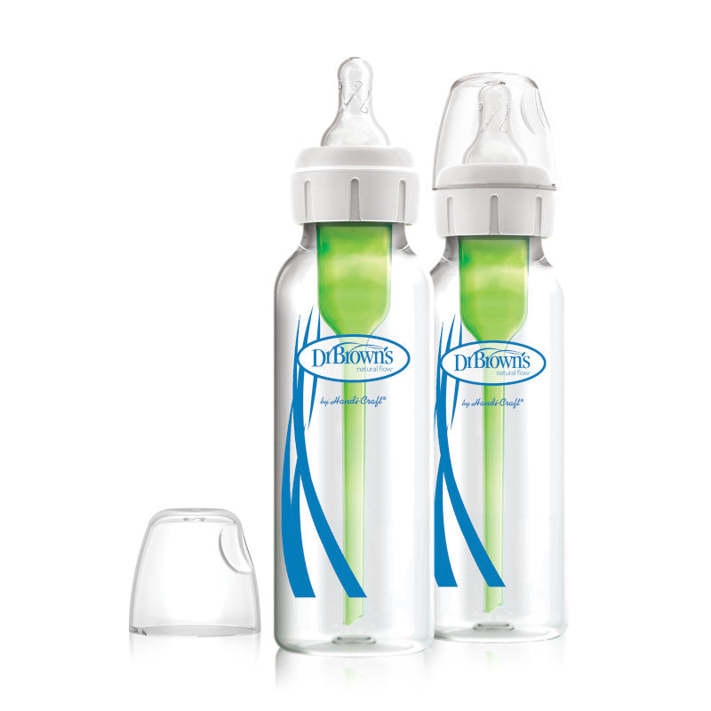 DR. BROWN'S Options+ Narrow Neck Glass Bottle, 250ml, 2-Pack
