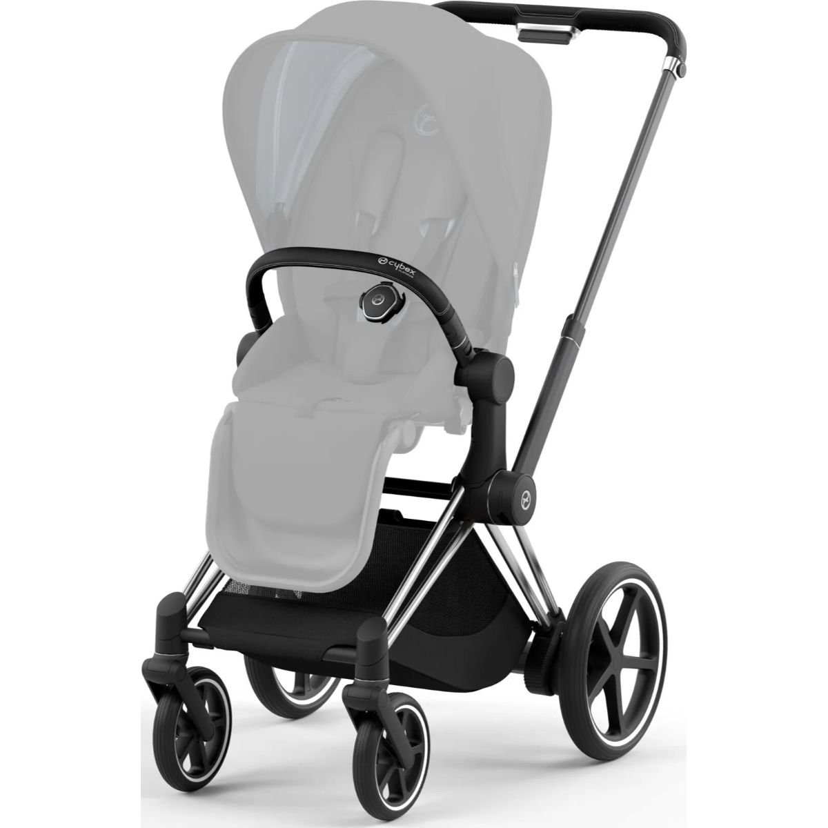 Cybex E-Priam 4 Chrome with Black Details Frame with Nautical Blue Seat Pack
