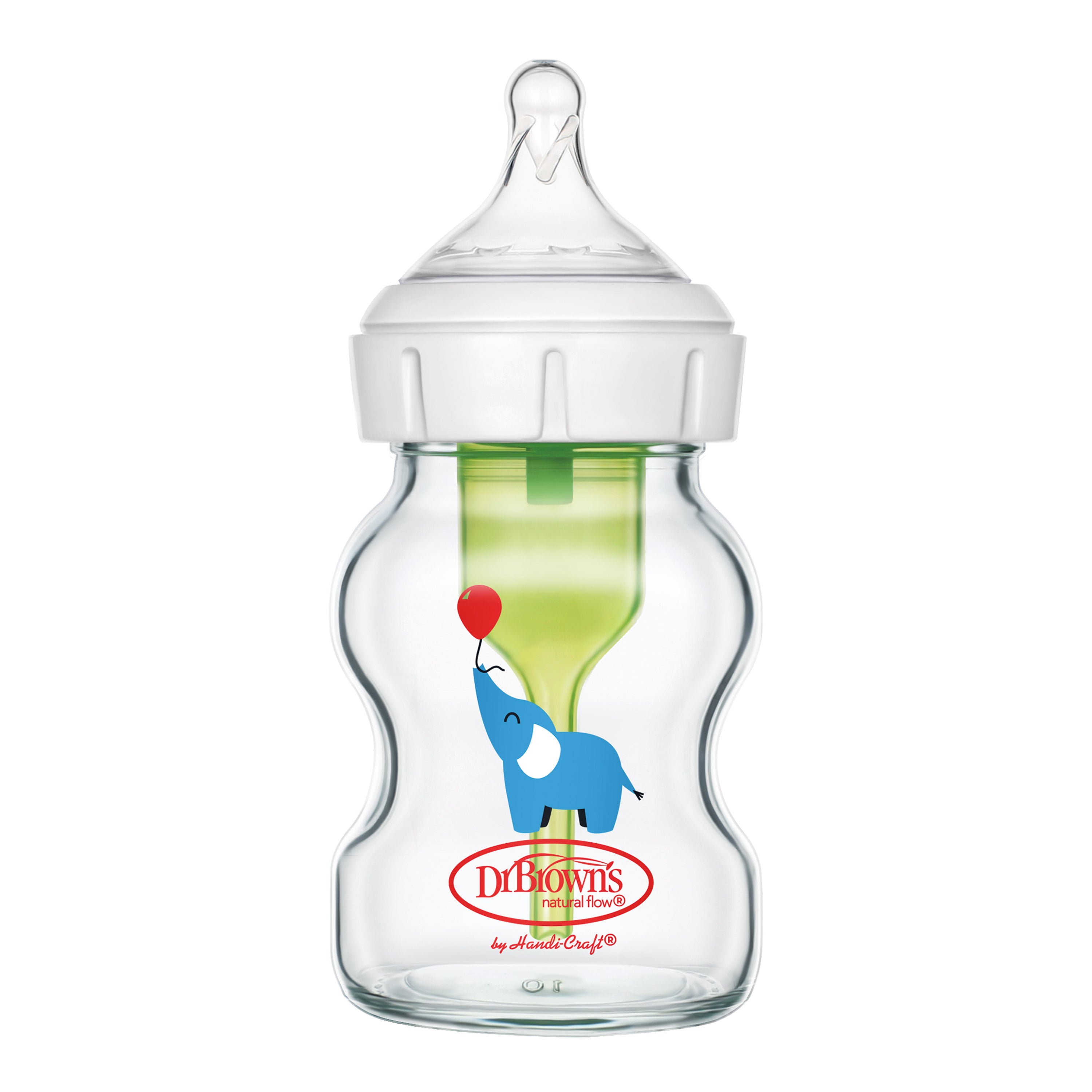 DR. BROWN'S Options+ Wide Neck Glass Bottle, Elephant, 150ml, 1-Pack