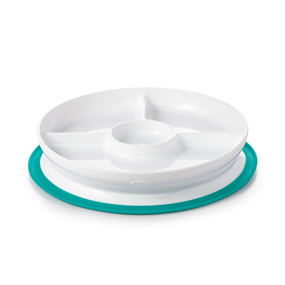 OXO TOT Stick & Stay Suction Divided Plate - Teal