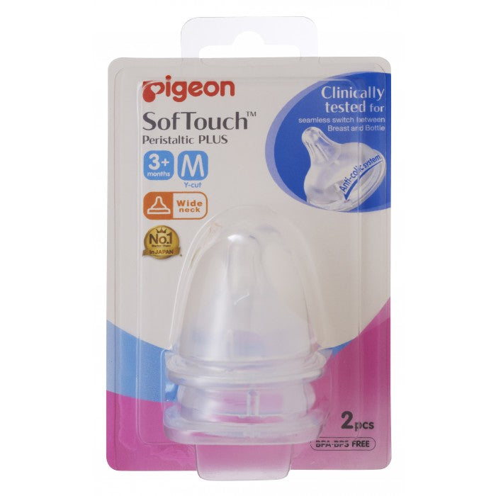 Pigeon SofTouch Peristaltic PLUS Nipple 2pc Blister Pack (M Size - Y-Cut)