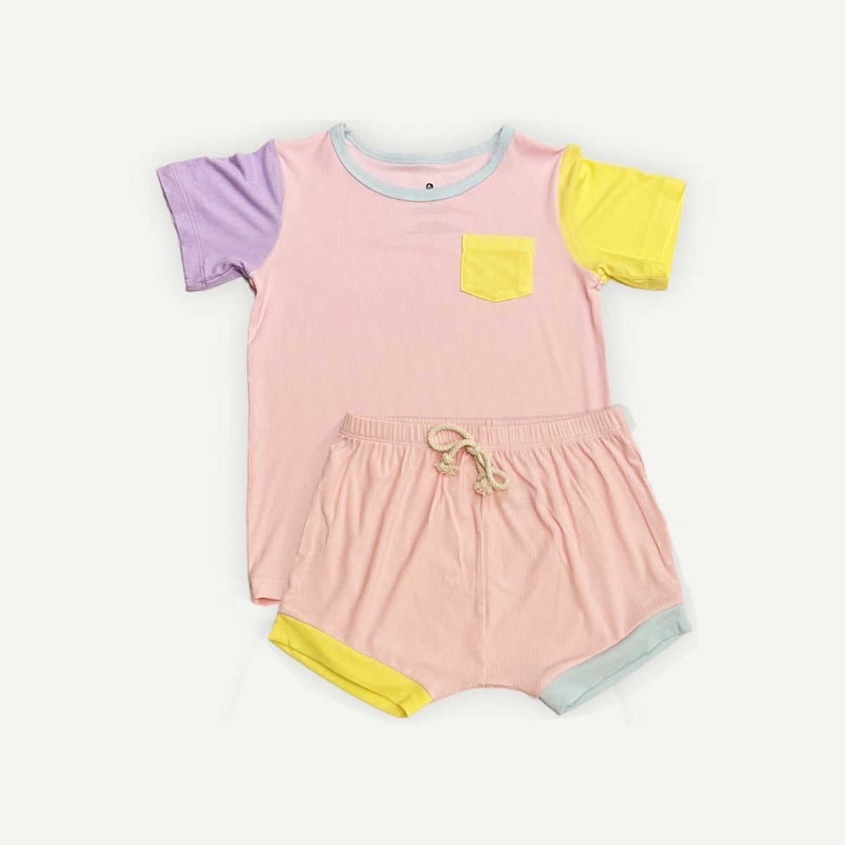 Elly Milley Signature Air Bamboo™ ActiveKidz Brise / Colour Block / 2 Piece Shirt & Shorts Set - Pink