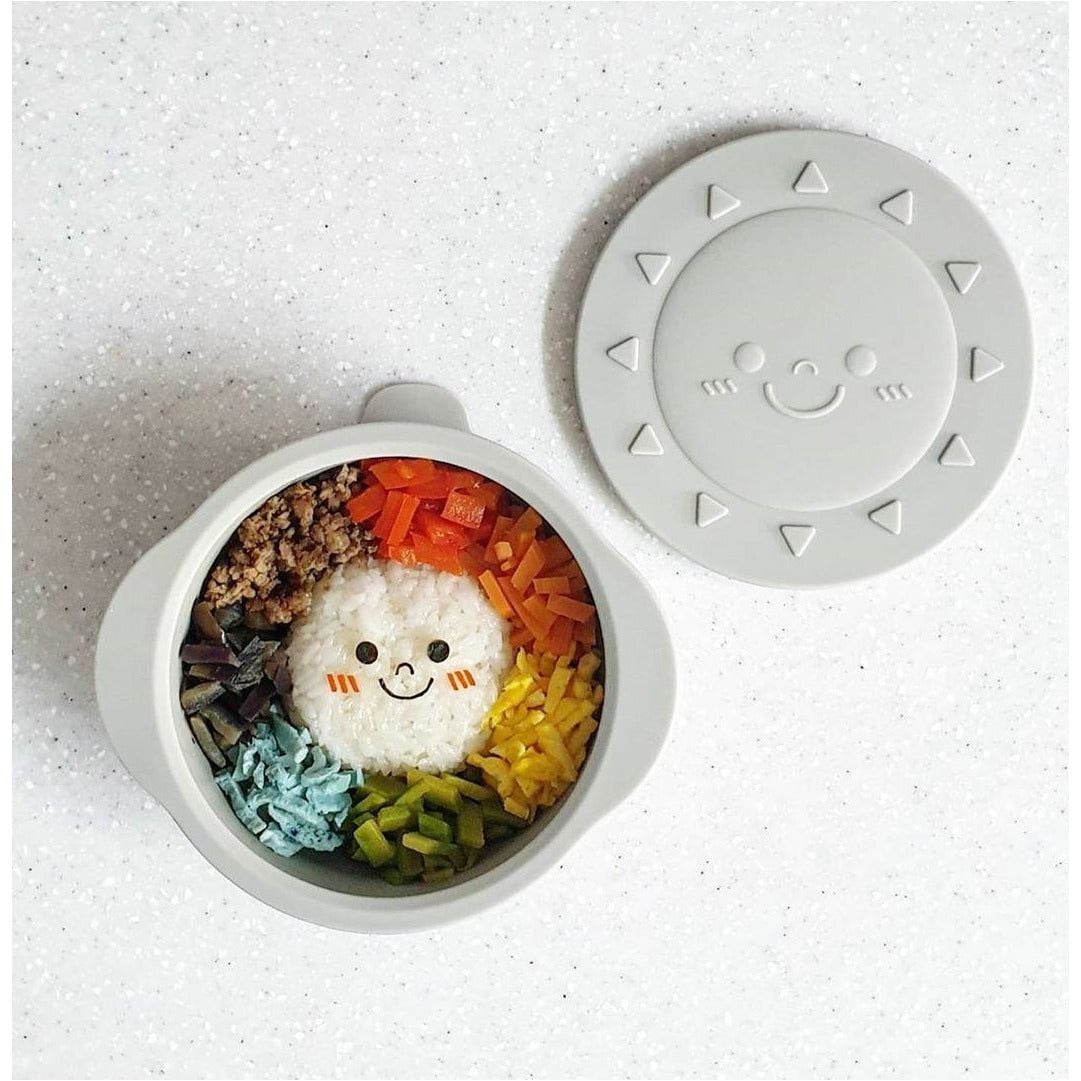 Mother's Corn Sunny Silicone Suction Bowl with Lid (Choose A Color)