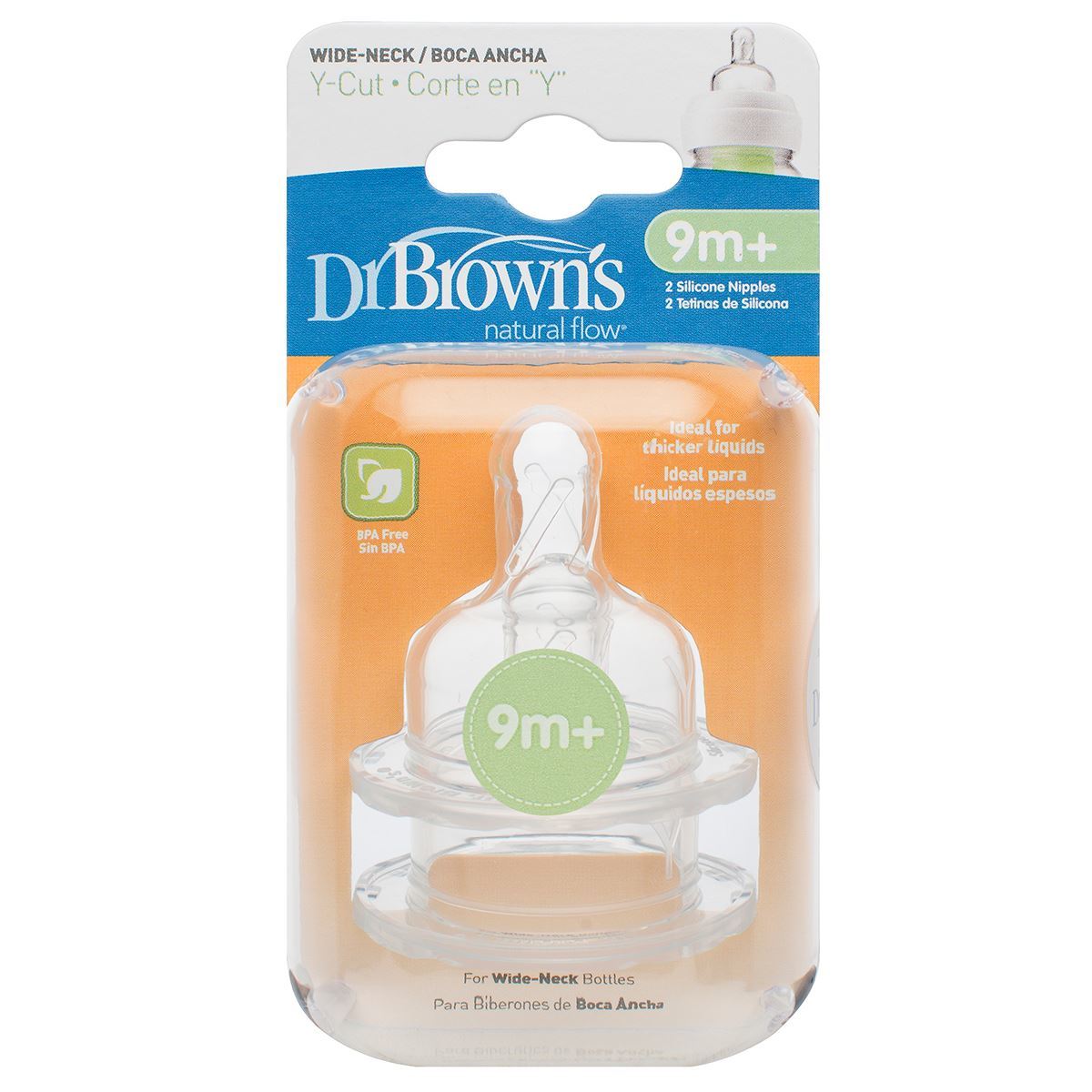 Dr Brown's Options Level Y Cut Baby Bottle Teats Pack, Narrow, BPA Free, 9m+