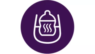 Keeps milk warm for up to 60min and automatically shuts off