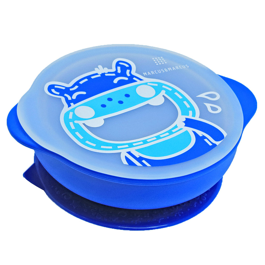 Marcus & Marcus Suction Bowl with Lid – Silicone Baby Feeding Bowl - Lucas