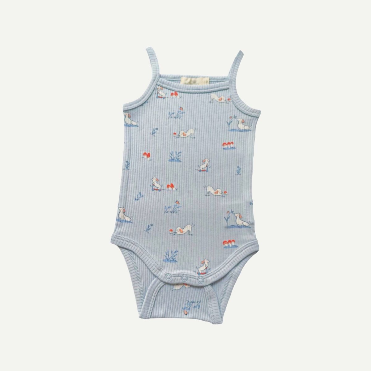 Elly Milley TENCEL™ Organic Cotton / Bouton Singlet Romper - Pup Meadow