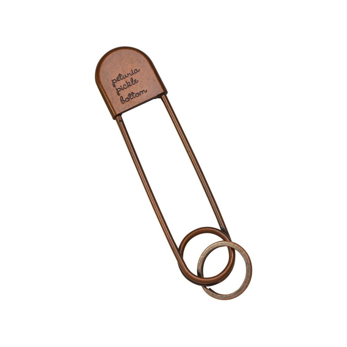 Petunia Pickle Bottom Safety Pin Keychain in Antique Copper
