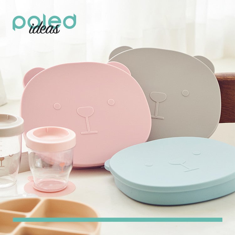 Poled Kid Silicone Suction Food Tray with Lid
