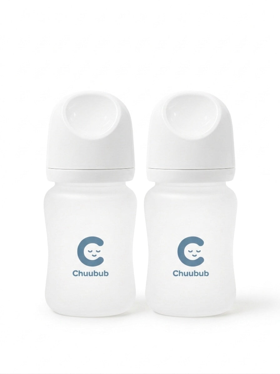 Chuubub Set of Two: SiliGlass Milk Bottle 150ml