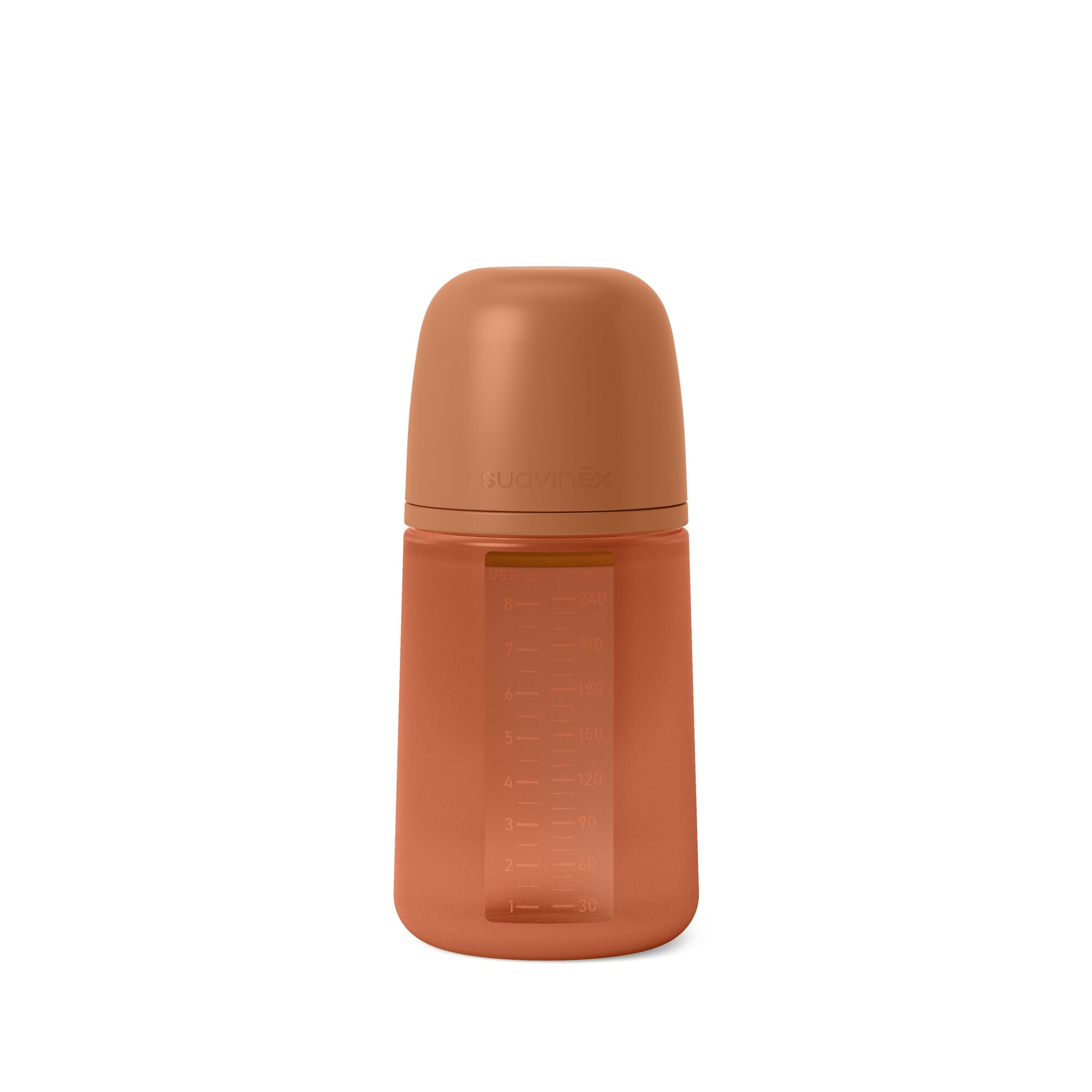 Suavinex Colour Essence All Silicone Bottle 240ml Medium Flow 3+ Months - Brick Red