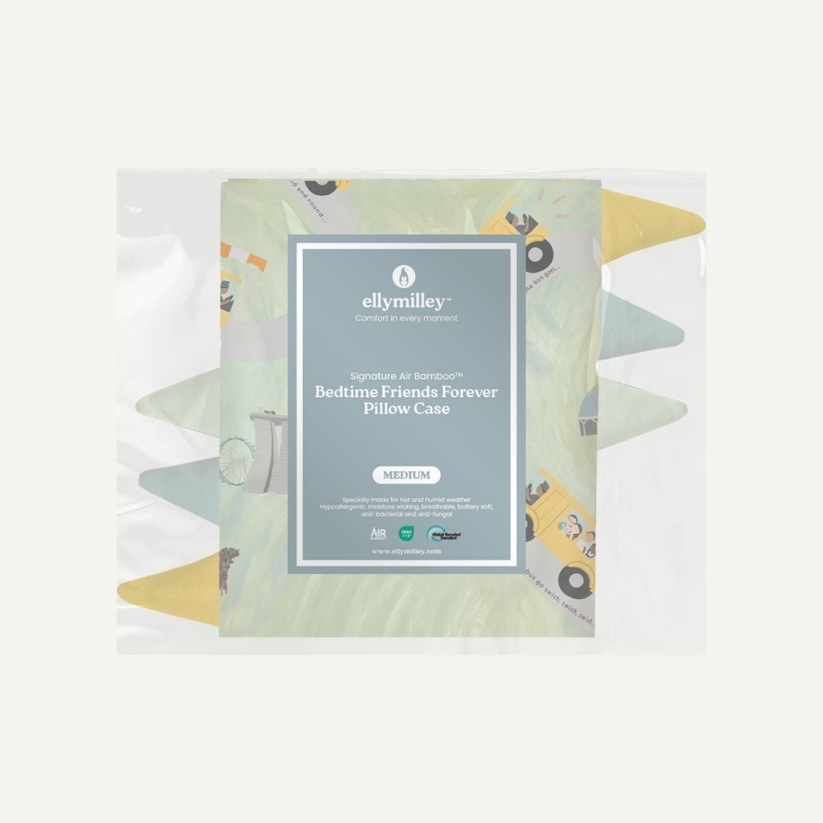 Elly Milley (CASING) Signature Air Bamboo™ Bedtime First Friend BFF Pillow Case - Wheels on the Bus