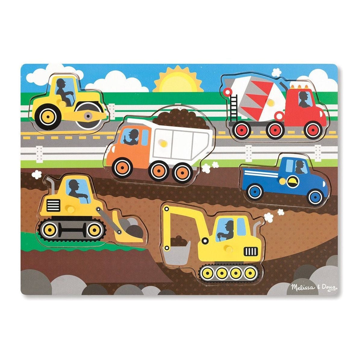 Melissa and Doug Construction Site Peg Puzzle - 6 Pieces