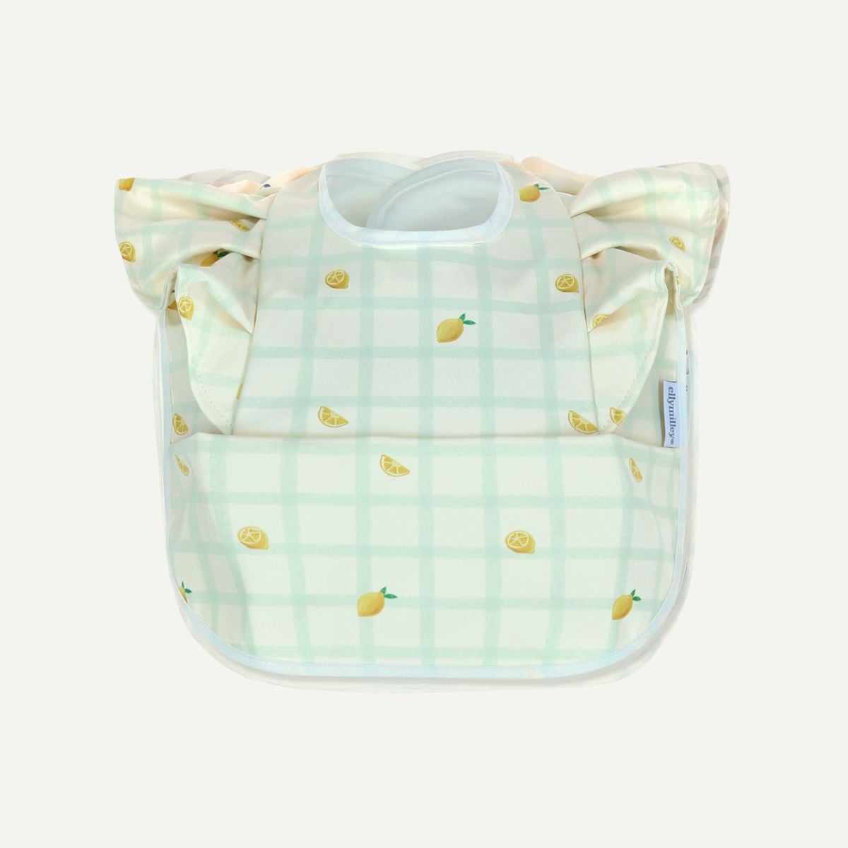 Elly Milley PlayKidz Bulle Ruffled Bib - Gingham Green Lemon