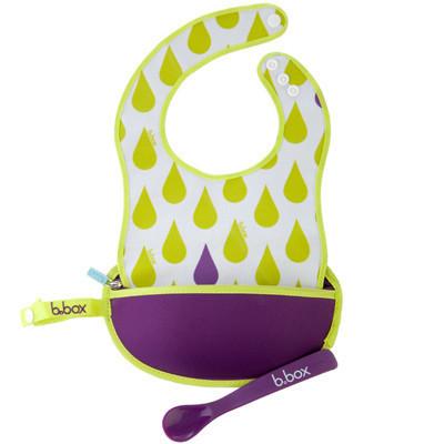 B.box Travel Bib w/ Baby Spoon (Splish Splash)