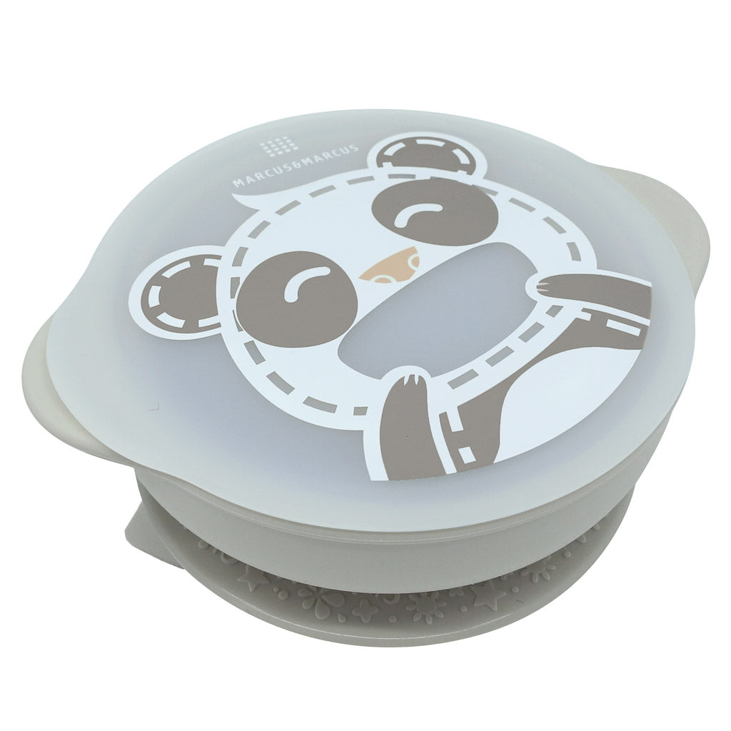 Marcus & Marcus Suction Bowl with Lid – Silicone Baby Feeding Bowl - Pebble