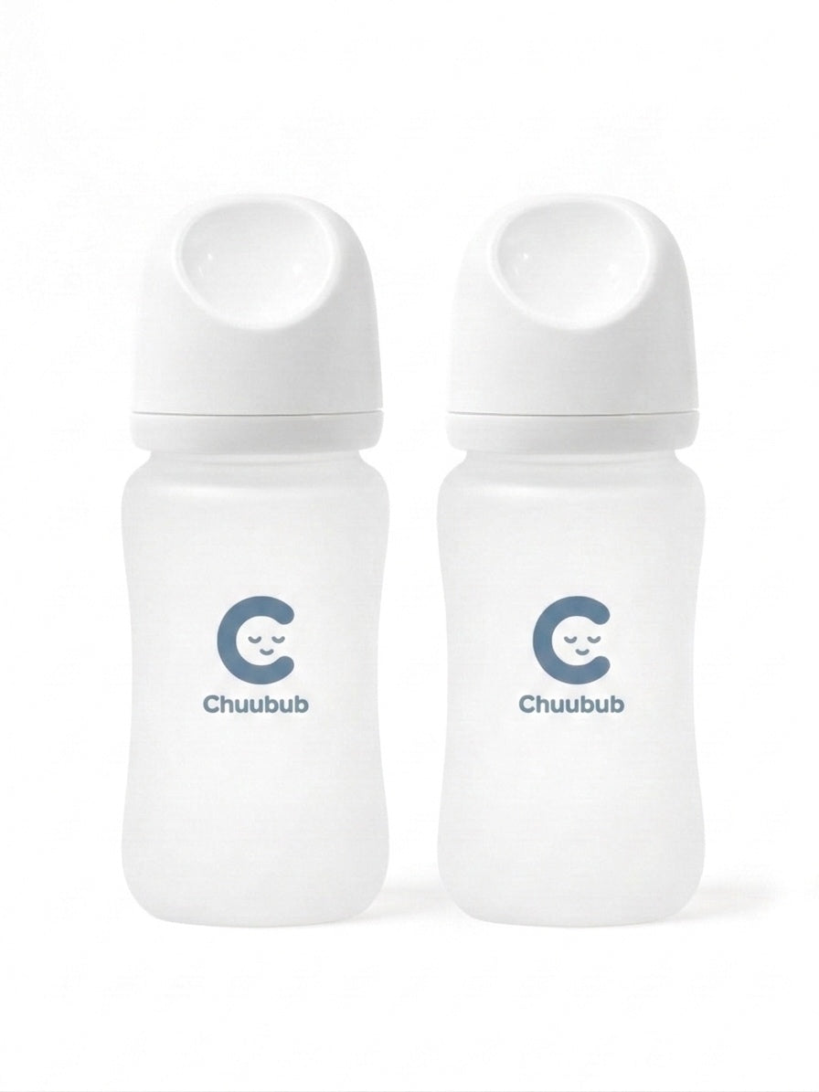 Chuubub Set of Two: SiliGlass Milk Bottle 240ml