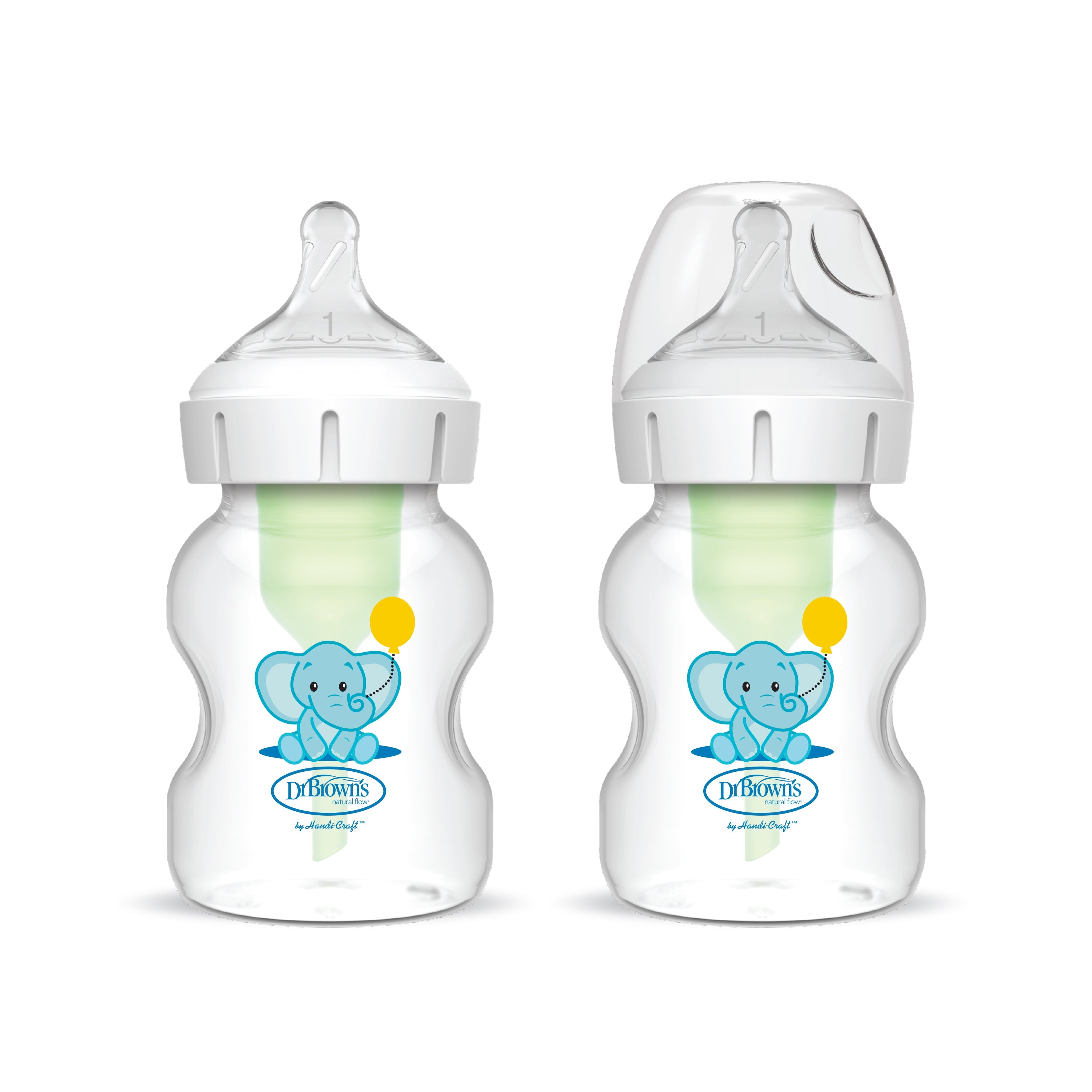 Dr. Brown's Options+ Wide-Neck Anti-Colic Baby Bottle 150ml Elephant 2-Pack