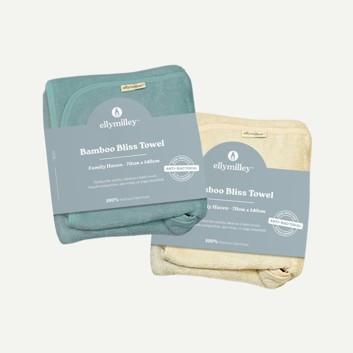 Elly Milley BUNDLE of 2 Bamboo Bliss Family Haven Towel / Adult Set