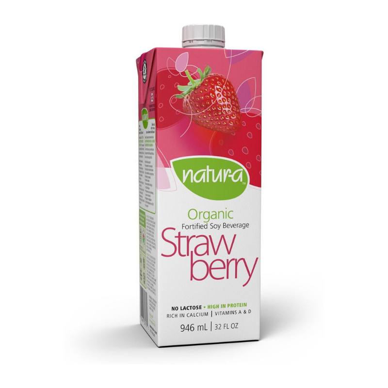 Natur-a Enriched Soy Beverage - Strawberry (Organic), 946 ml.
